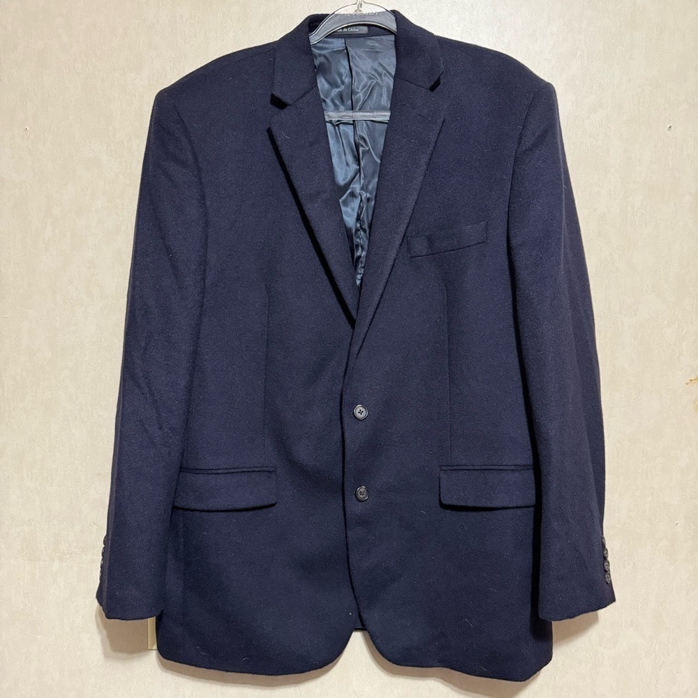 Lauren Ralph Lauren Camel Hair Blazer Navy Blue Sport Coat Corpcore